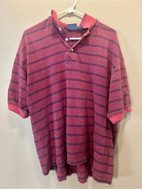 Vintage 90s Cambridge Classics Mervyn's Polo Shirt Mens Large Striped Maroon L